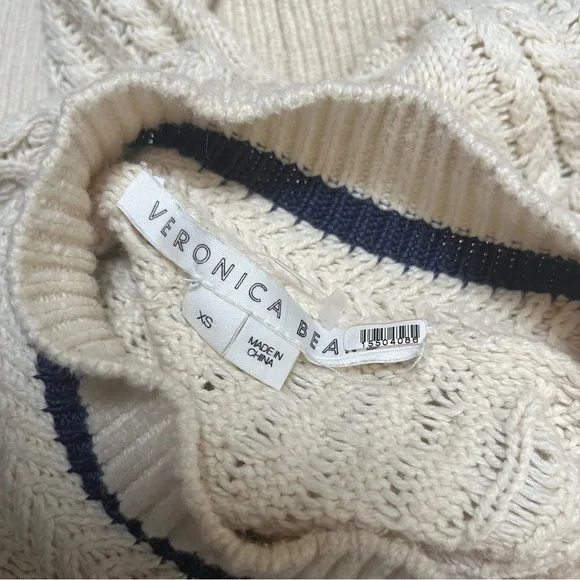 Veronica Beard Fritz Mixed Media High Neck Cable Knit Sweater‎ Size XS - Picture 4 of 4